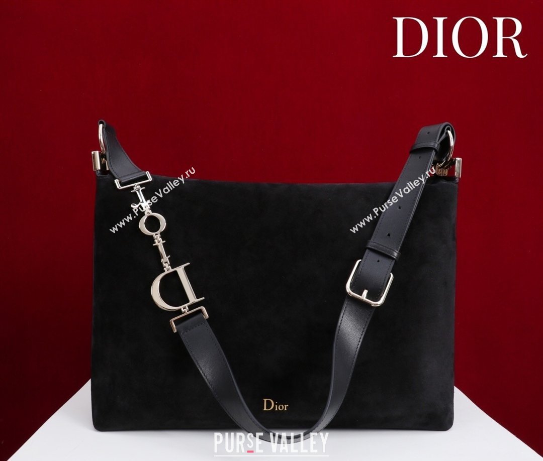 Dior Suede Medium Shoulder Bag Black/Gold 2026 M14142 (XXG-260124011)