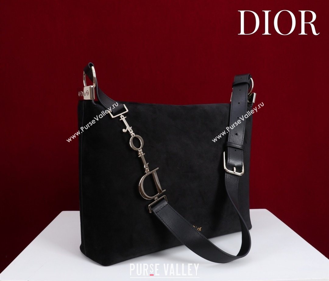 Dior Suede Medium Shoulder Bag Black/Gold 2026 M14142 (XXG-260124011)