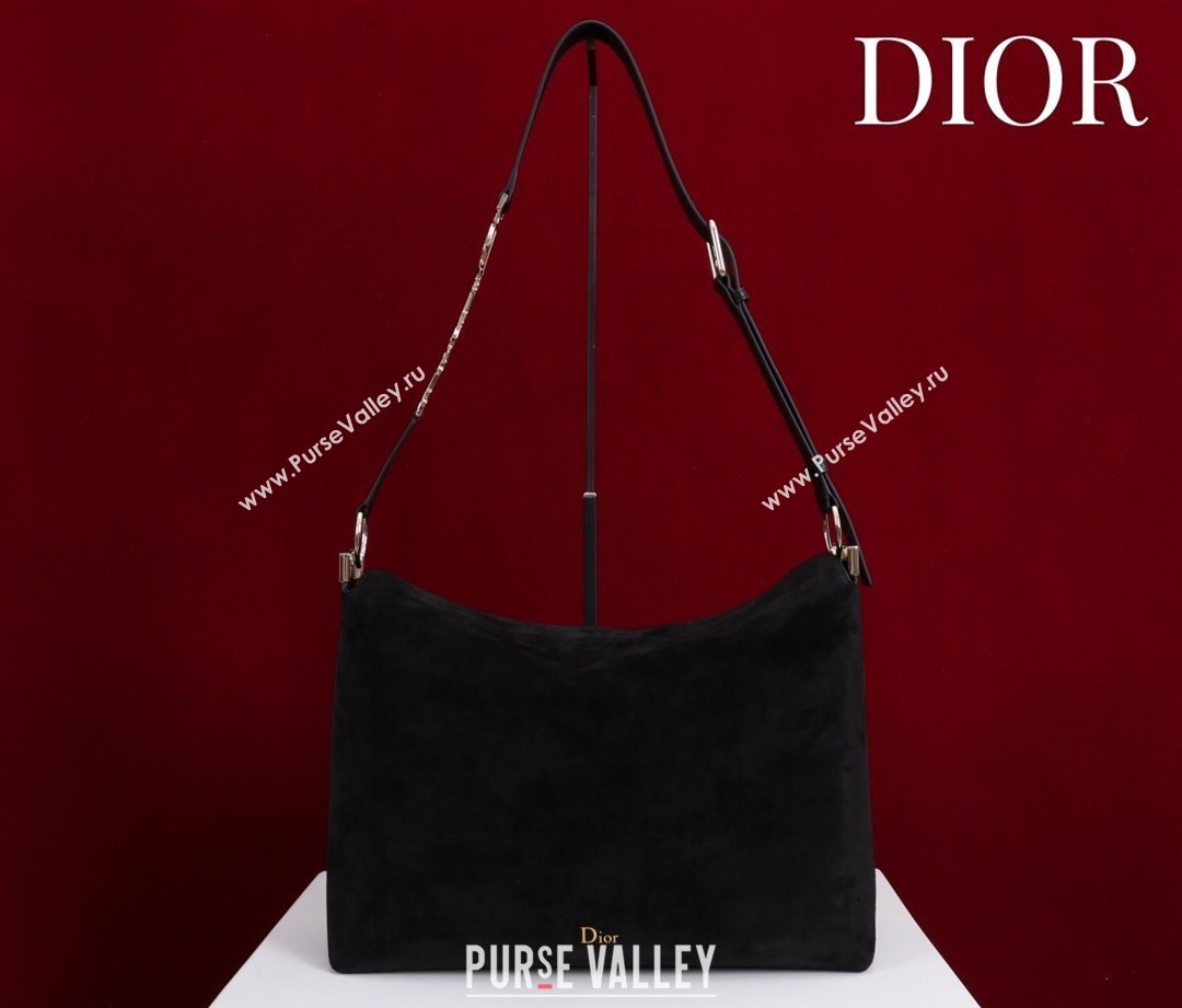 Dior Suede Medium Shoulder Bag Black/Gold 2026 M14142 (XXG-260124011)