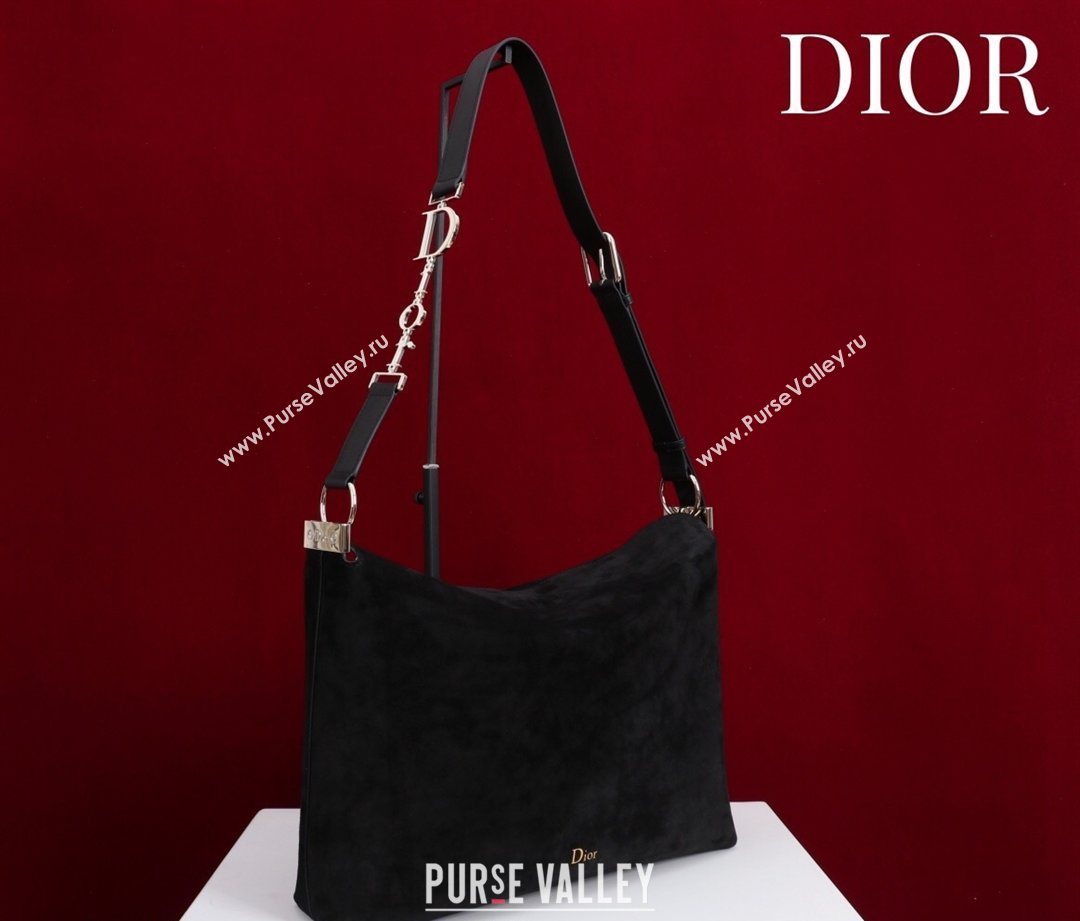 Dior Suede Medium Shoulder Bag Black/Gold 2026 M14142 (XXG-260124011)
