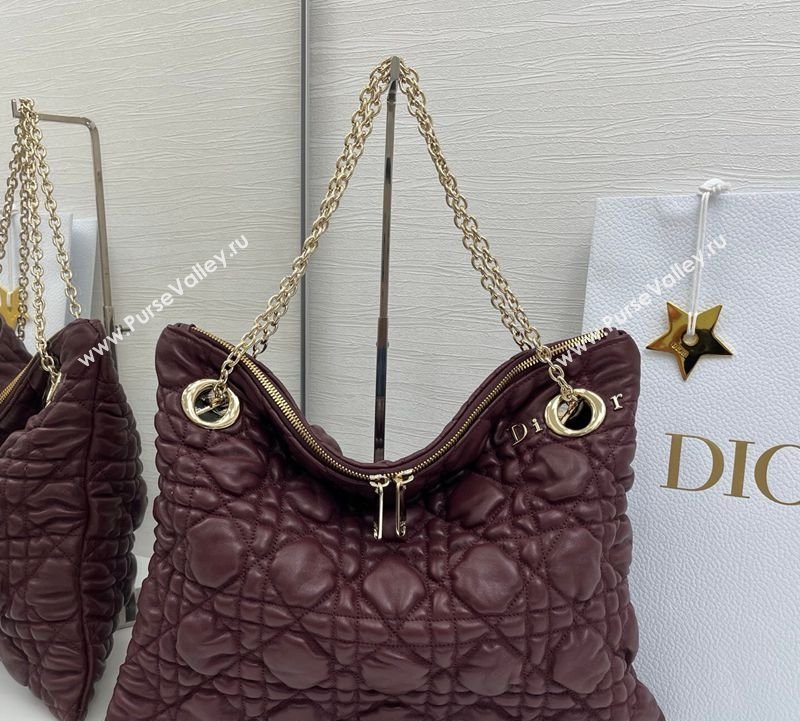 Dior Cannage - Quilted Leather Tote Bag Burgundy 2026 DR012601 (XXG-260126002)