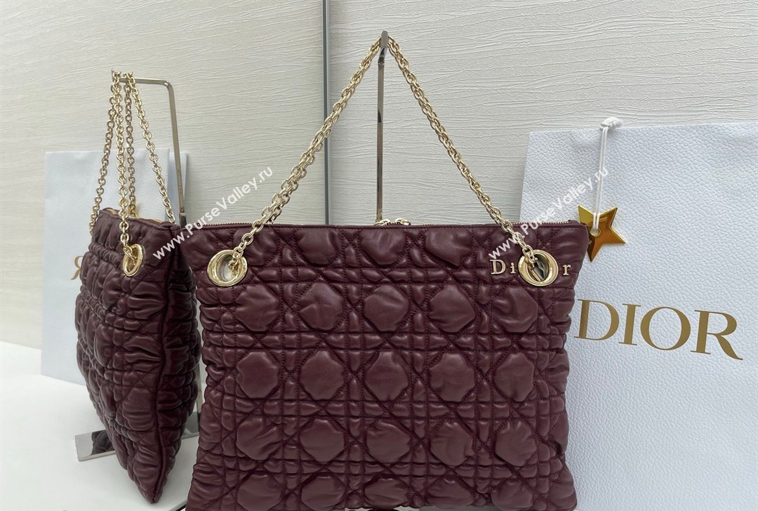 Dior Cannage - Quilted Leather Tote Bag Burgundy 2026 DR012601 (XXG-260126002)