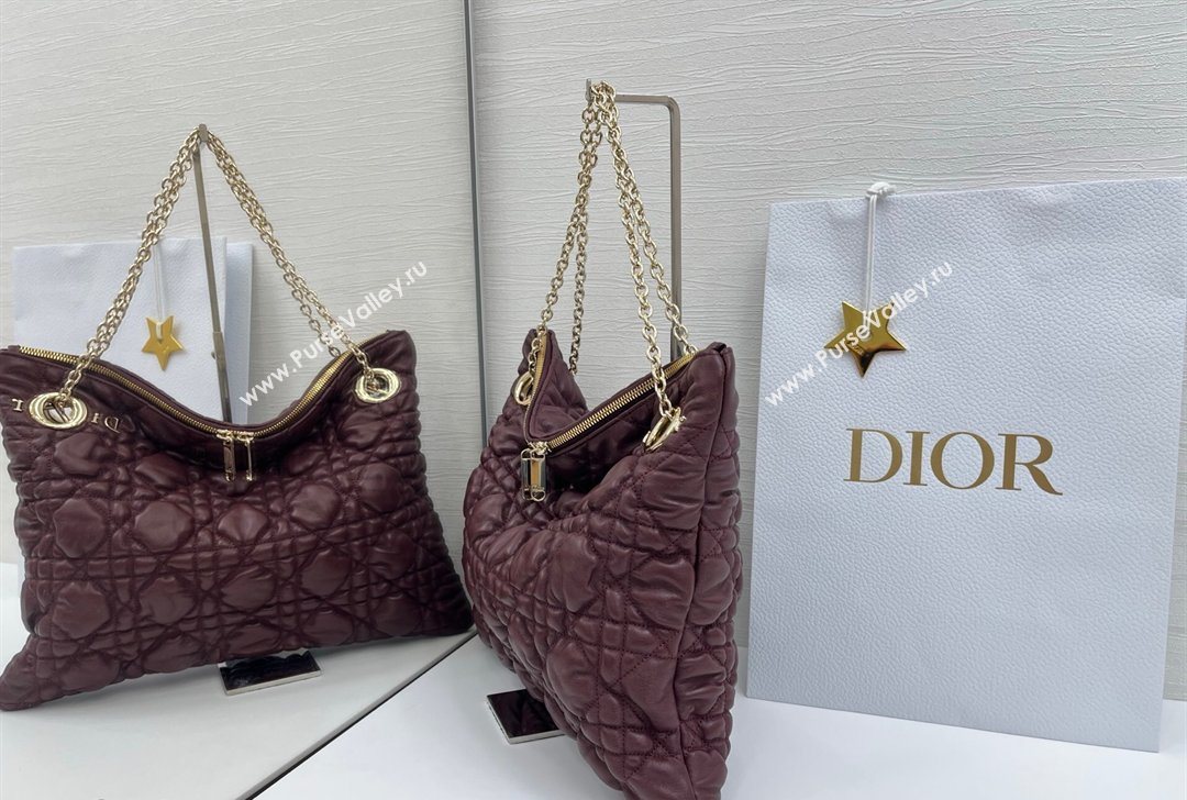 Dior Cannage - Quilted Leather Tote Bag Burgundy 2026 DR012601 (XXG-260126002)