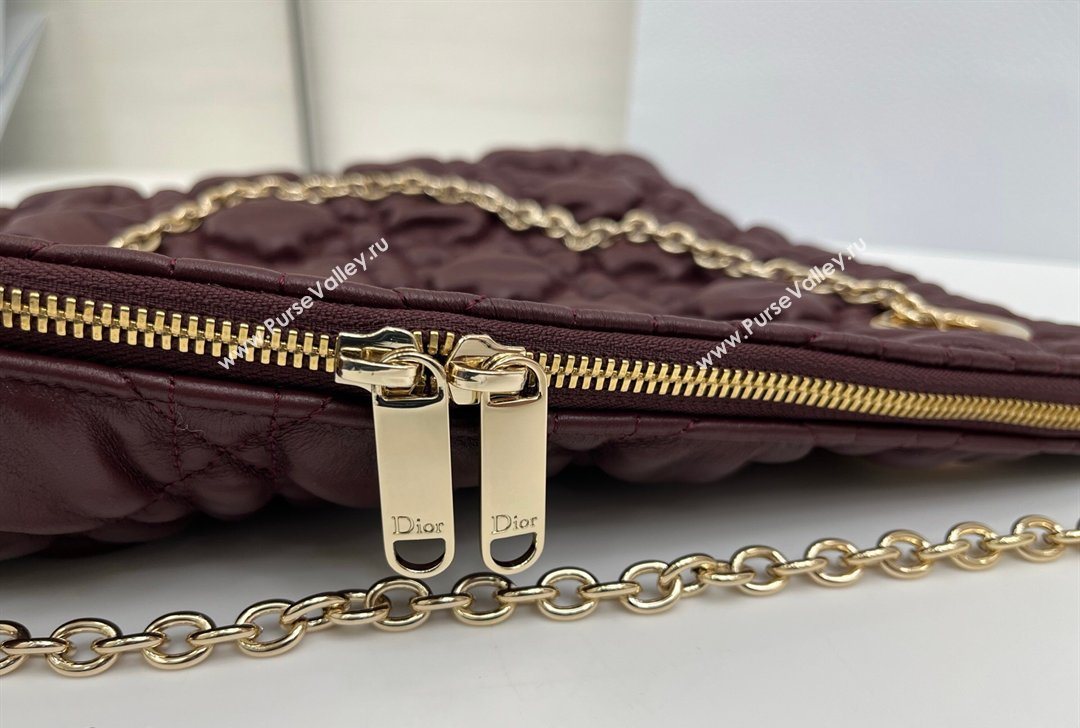 Dior Cannage - Quilted Leather Tote Bag Burgundy 2026 DR012601 (XXG-260126002)