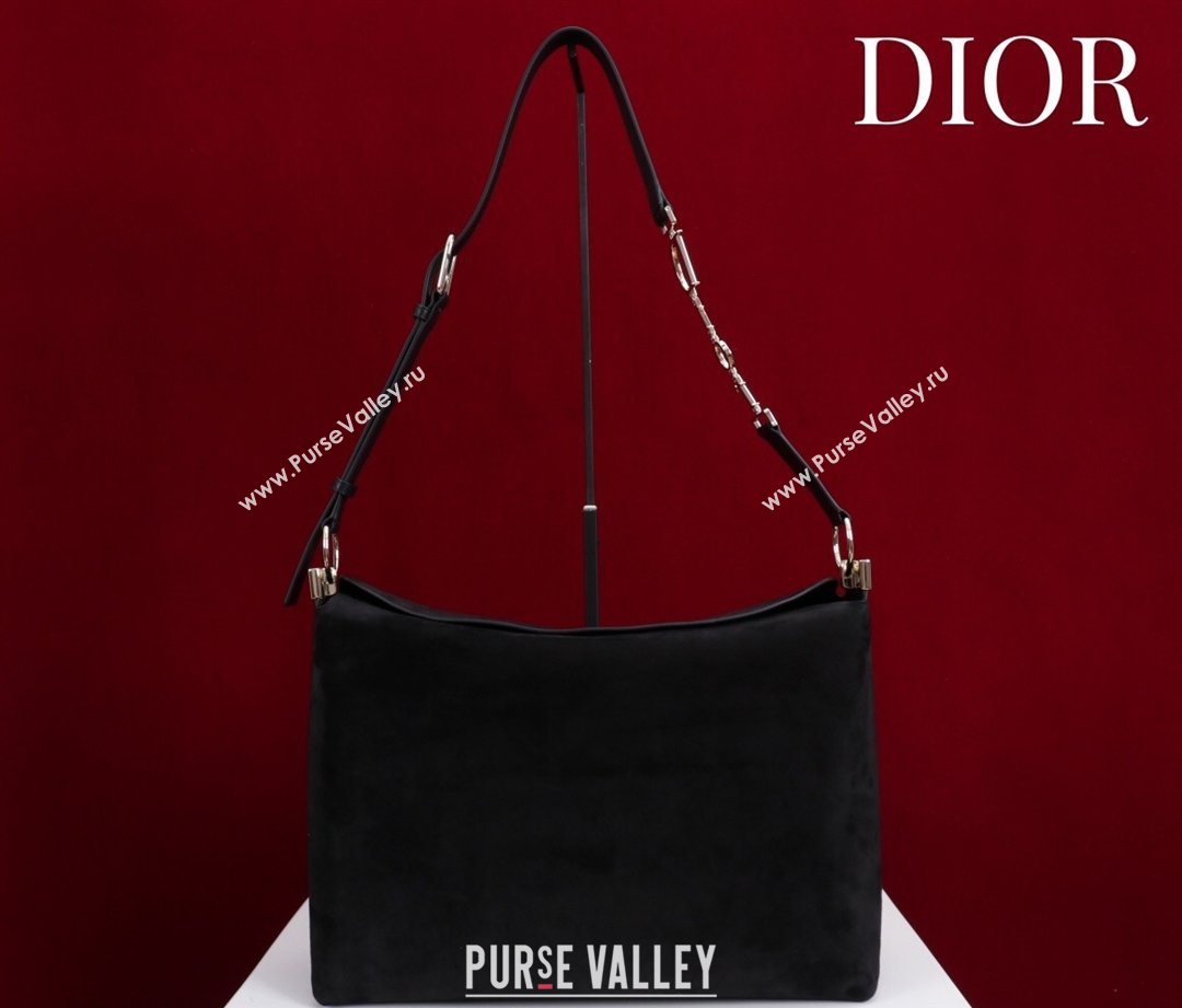 Dior Suede Medium Shoulder Bag Black/Gold 2026 M14142 (XXG-260124011)