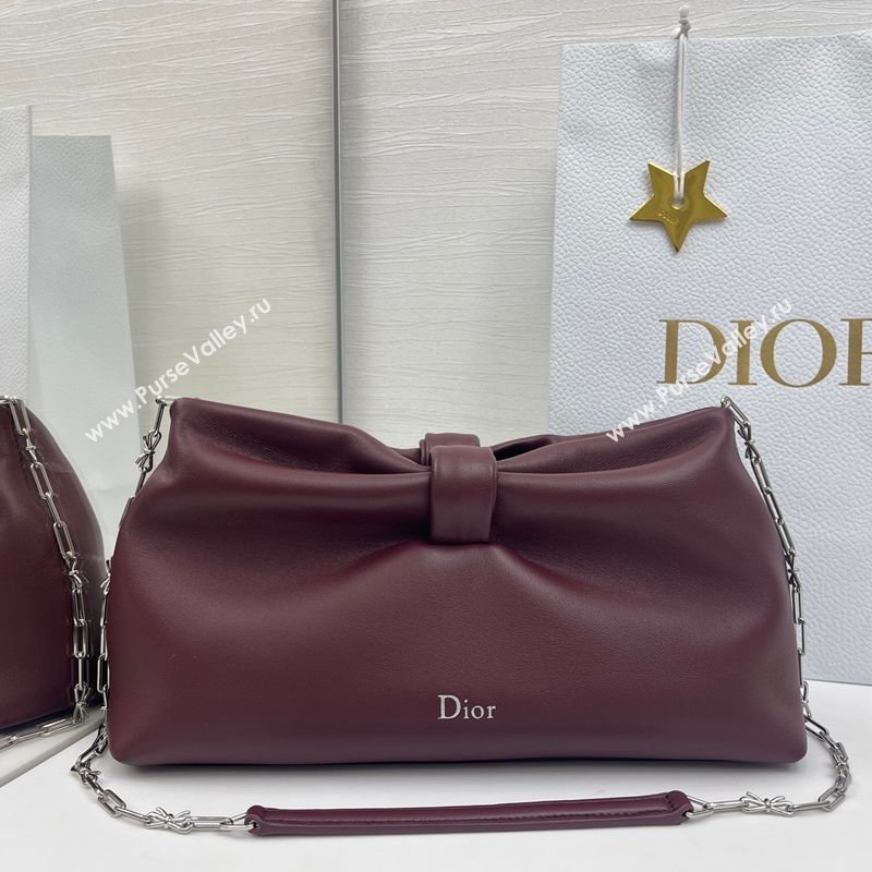Dior Bow Medium Bag in Lambskin Leather Burgundy 2026 0715PUQO (XXG-260124032)