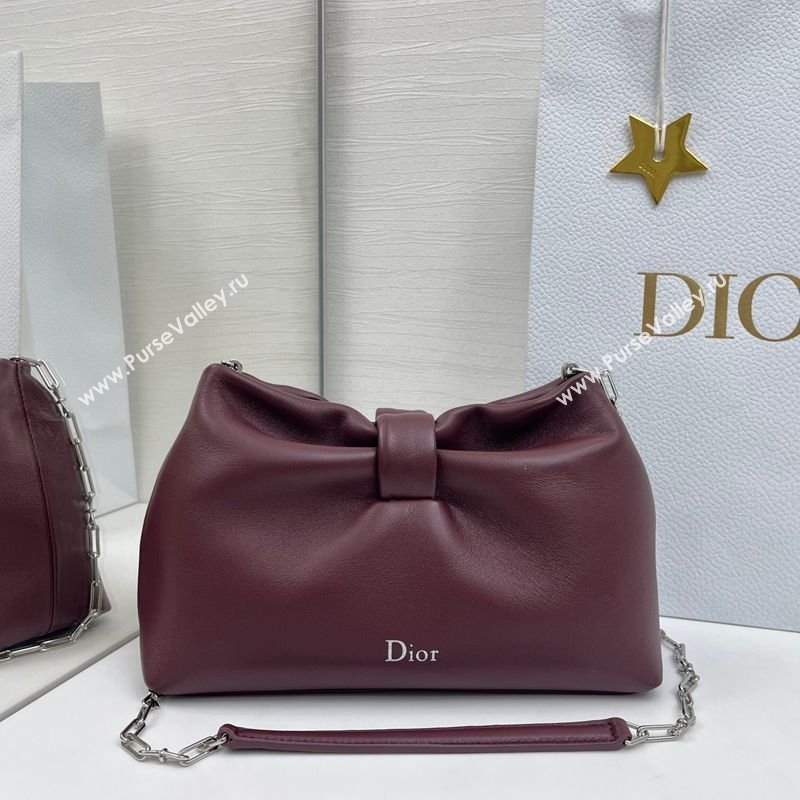 Dior Bow Small Bag in Lambskin Leather Burgundy 2026 0715PUQO (XXG-260124031)