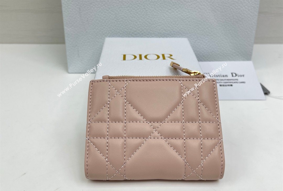 Dior Caro Dahlia Wallet with Crystals in Macrocannage Lambskin Leather Powder Pink 2026 4208 (XXG-260127008)