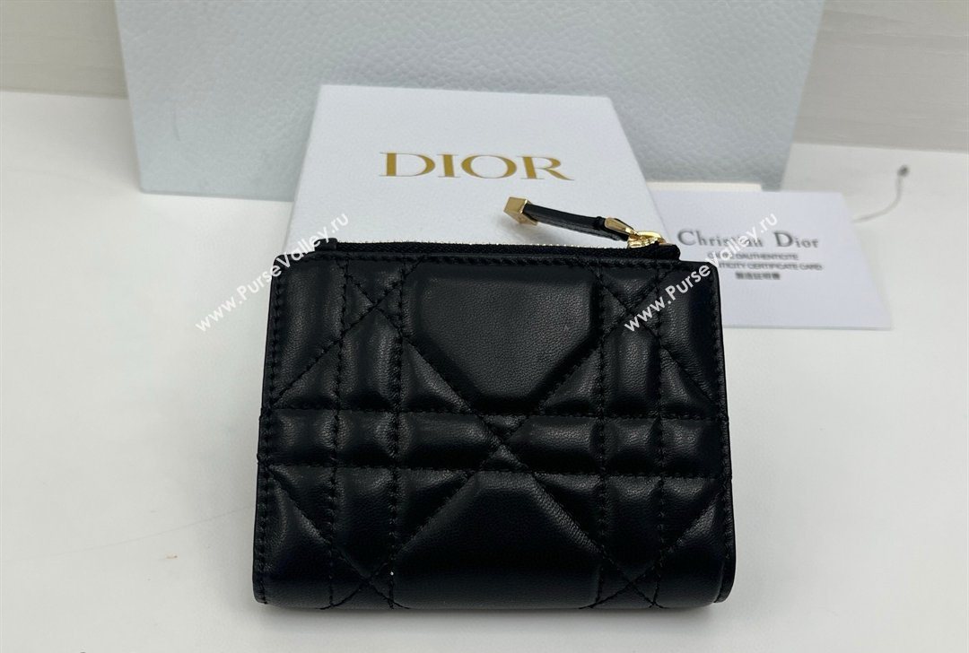 Dior Caro Dahlia Wallet with Crystals in Macrocannage Lambskin Leather Black 2026 4208 (XXG-260127009)