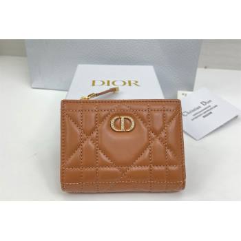 Dior Caro Dahlia Wallet with Crystals in Macrocannage Lambskin Leather Brown 2026 4208 (XXG-260127010)