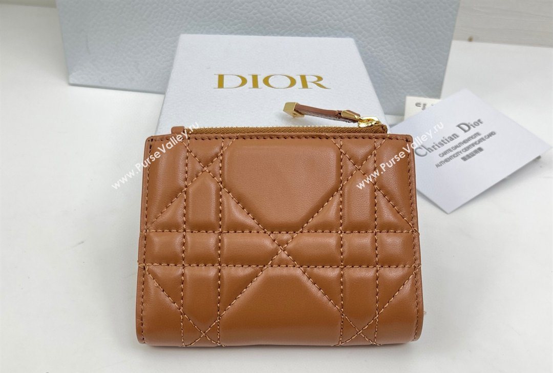 Dior Caro Dahlia Wallet with Crystals in Macrocannage Lambskin Leather Brown 2026 4208 (XXG-260127010)