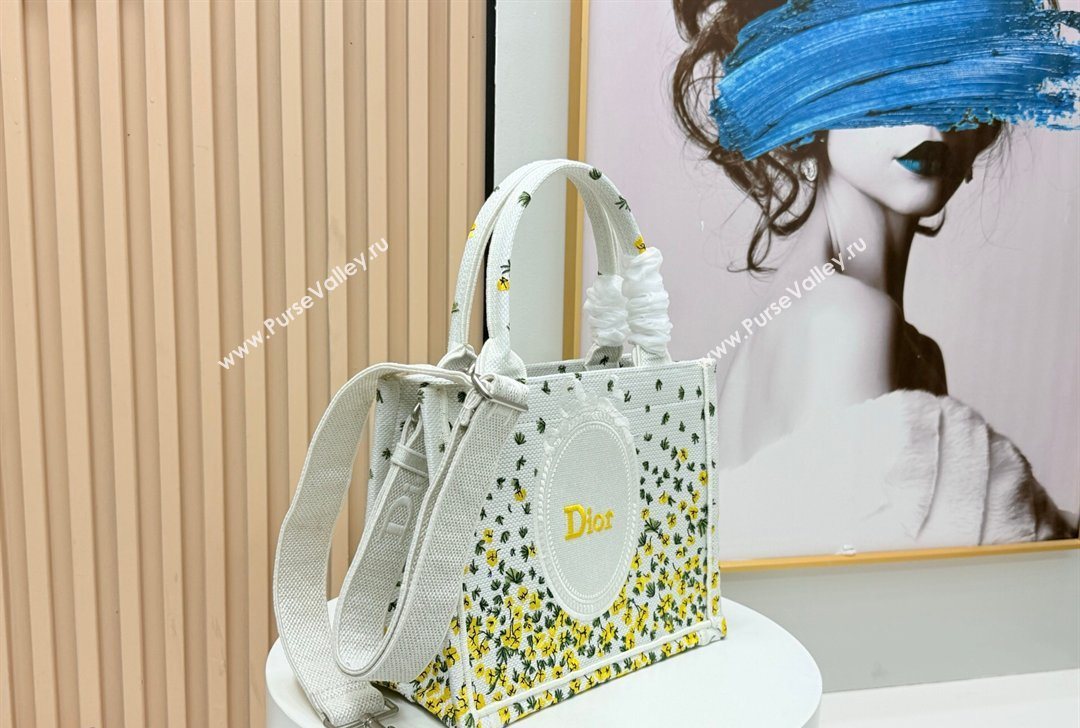 Dior Small Book Tote Bag in Buttercup Embroidery and White Dior Medaillon 2026 8833 (BF-260127054)