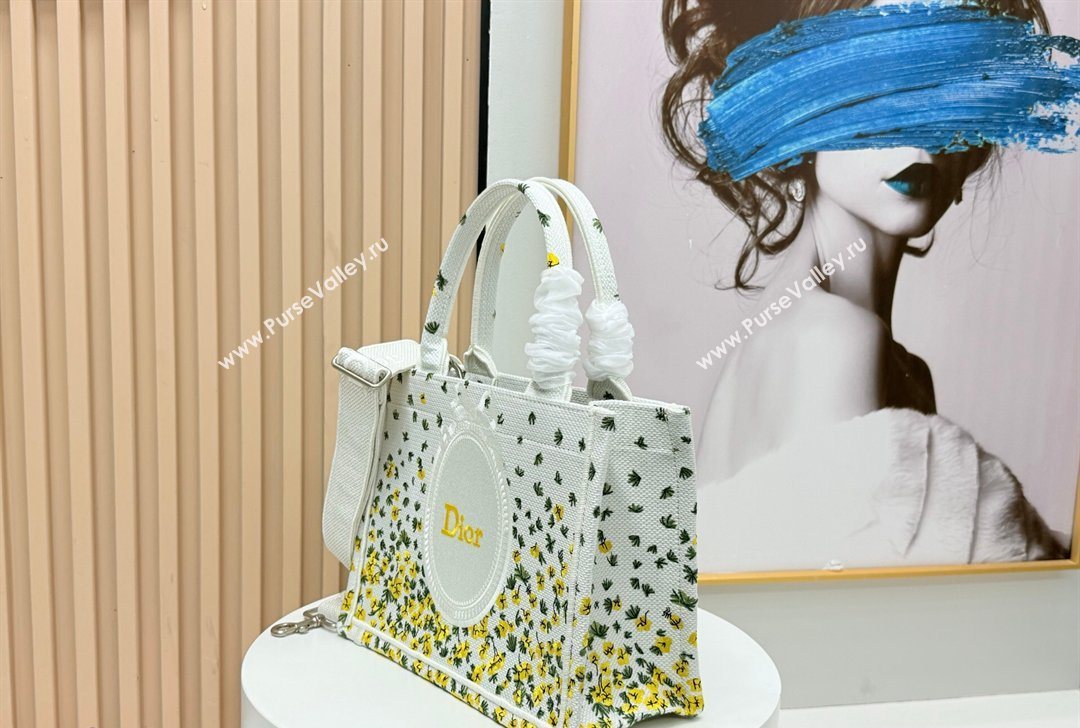 Dior Small Book Tote Bag in Buttercup Embroidery and White Dior Medaillon 2026 8833 (BF-260127054)