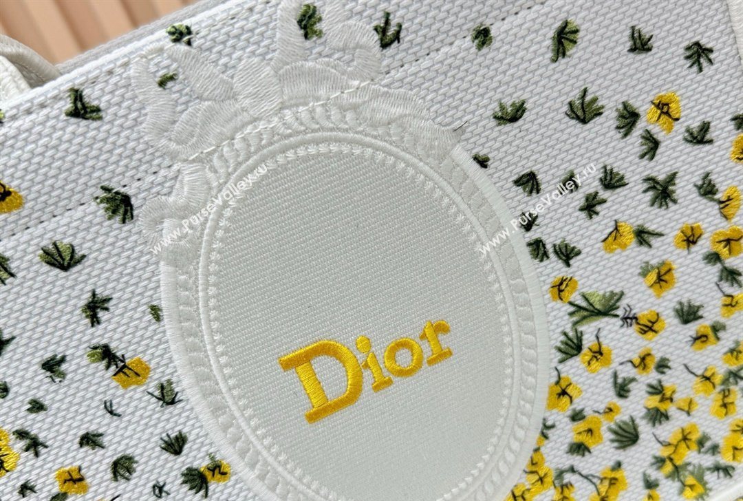 Dior Small Book Tote Bag in Buttercup Embroidery and White Dior Medaillon 2026 8833 (BF-260127054)
