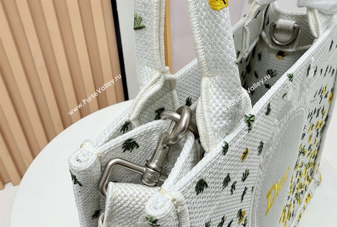 Dior Small Book Tote Bag in Buttercup Embroidery and White Dior Medaillon 2026 8833 (BF-260127054)