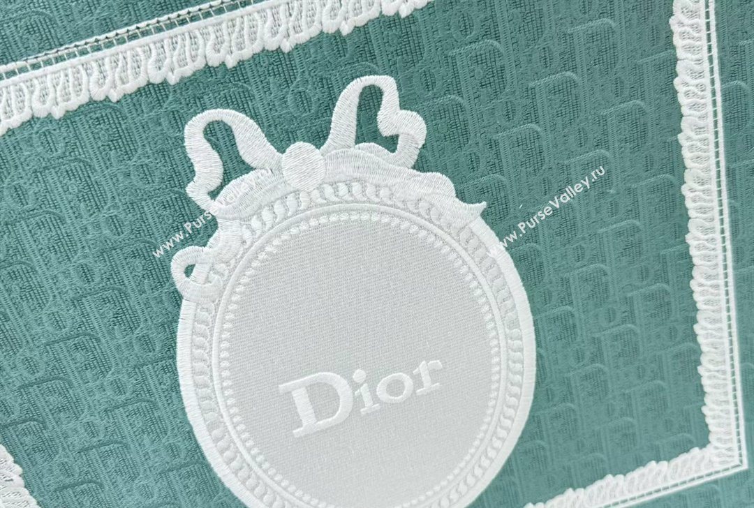 Dior Large Book Tote Bag in Green Oblique Embroidery with White Lace and Dior Medaillon 2026 8835 (BF-260127061)