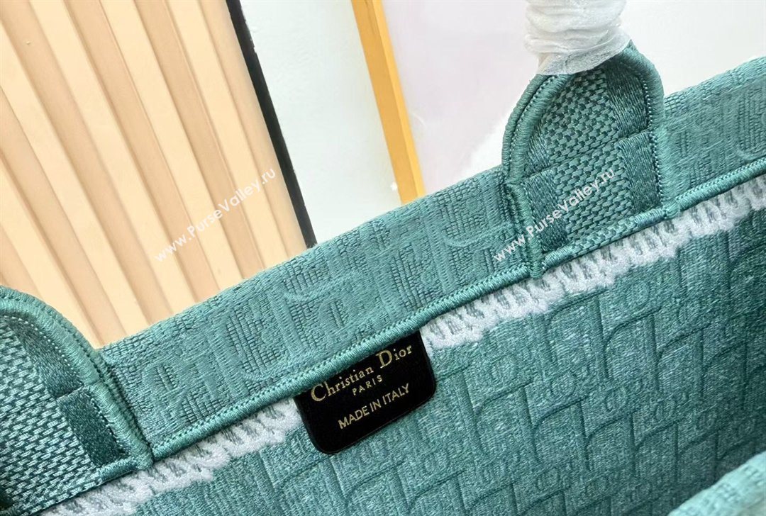 Dior Large Book Tote Bag in Green Oblique Embroidery with White Lace and Dior Medaillon 2026 8835 (BF-260127061)