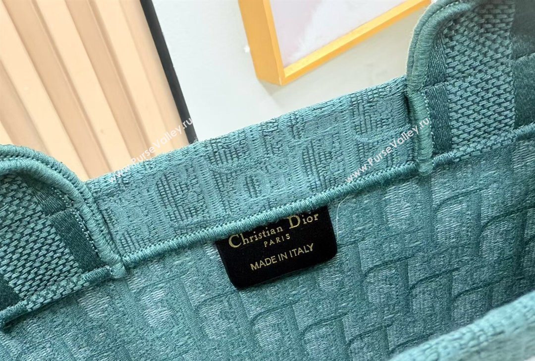Dior Medium Book Tote Bag in Green Oblique Embroidery with White Lace and Dior Medaillon 2026 8835 (BF-260127062)