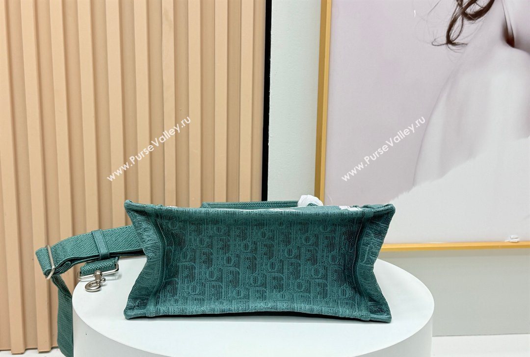 Dior Small Book Tote Bag in Green Oblique Embroidery with White Lace and Dior Medaillon 2026 8835 (BF-260127063)