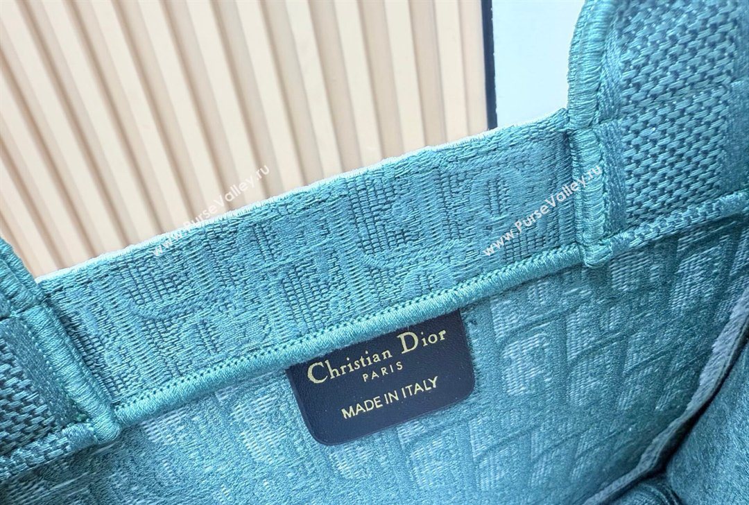 Dior Small Book Tote Bag in Green Oblique Embroidery with White Lace and Dior Medaillon 2026 8835 (BF-260127063)