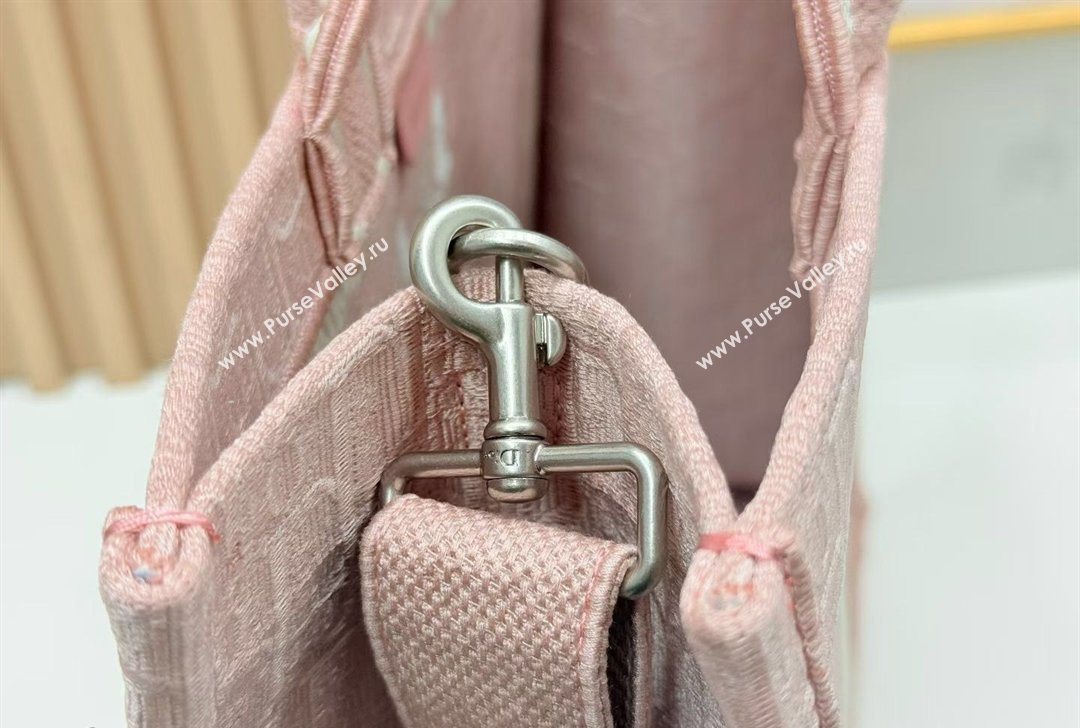 Dior Large Book Tote Bag in Pink Oblique Embroidery with White Lace and Dior Medaillon 2026 8835 (BF-260127067)