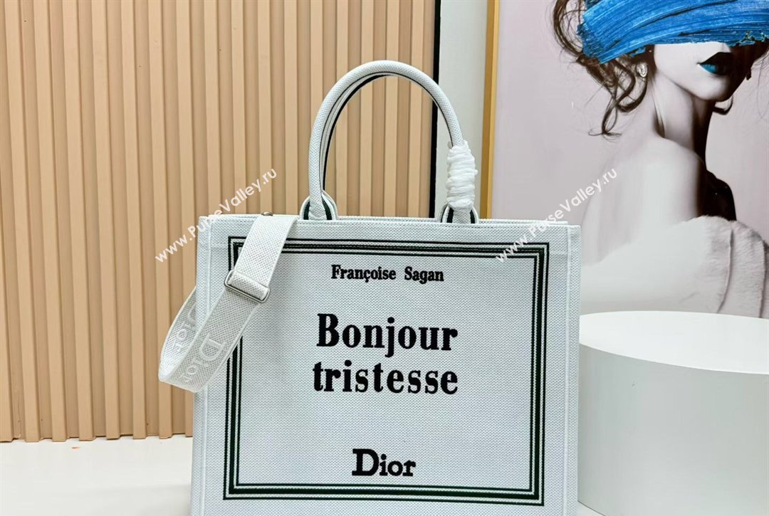 Dior Large Book Tote Bag in White Book Cover Embroidery 2026 8833 (BF-260127034)
