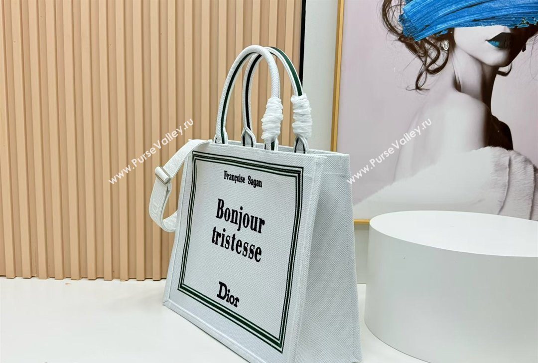 Dior Large Book Tote Bag in White Book Cover Embroidery 2026 8833 (BF-260127034)