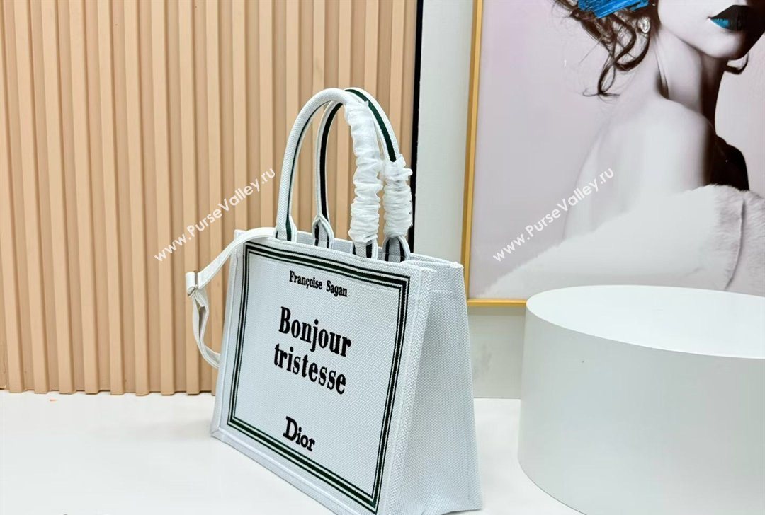 Dior Medium Book Tote Bag in White Book Cover Embroidery 2026 8833 (BF-260127035)