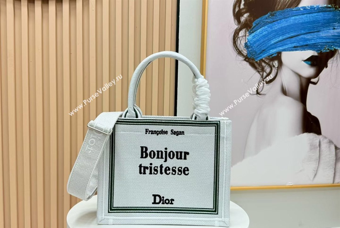 Dior Small Book Tote Bag in White Book Cover Embroidery 2026 8833 (BF-260127036)