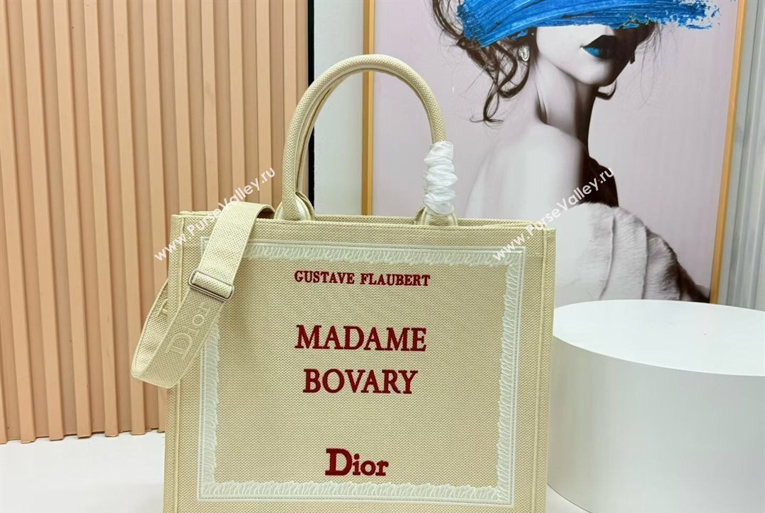 Dior Large Book Tote Bag in Beige Yellow Book Cover Embroidery 2026 8833 (BF-260127037)