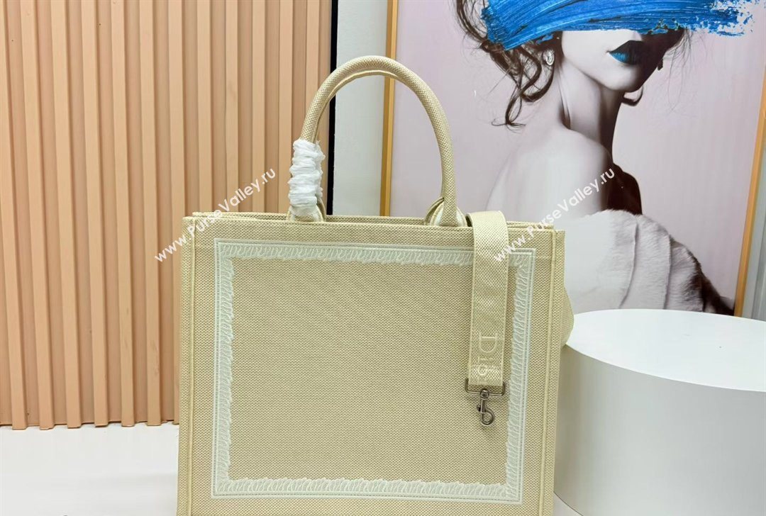 Dior Large Book Tote Bag in Beige Yellow Book Cover Embroidery 2026 8833 (BF-260127037)