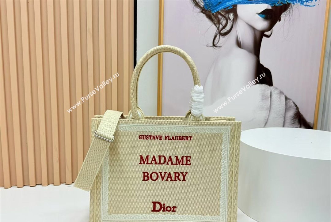 Dior Medium Book Tote Bag in Beige Yellow Book Cover Embroidery 2026 8833 (BF-260127038)