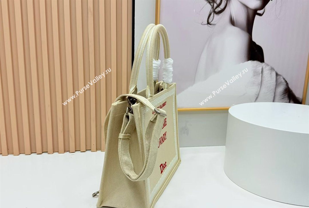 Dior Medium Book Tote Bag in Beige Yellow Book Cover Embroidery 2026 8833 (BF-260127038)