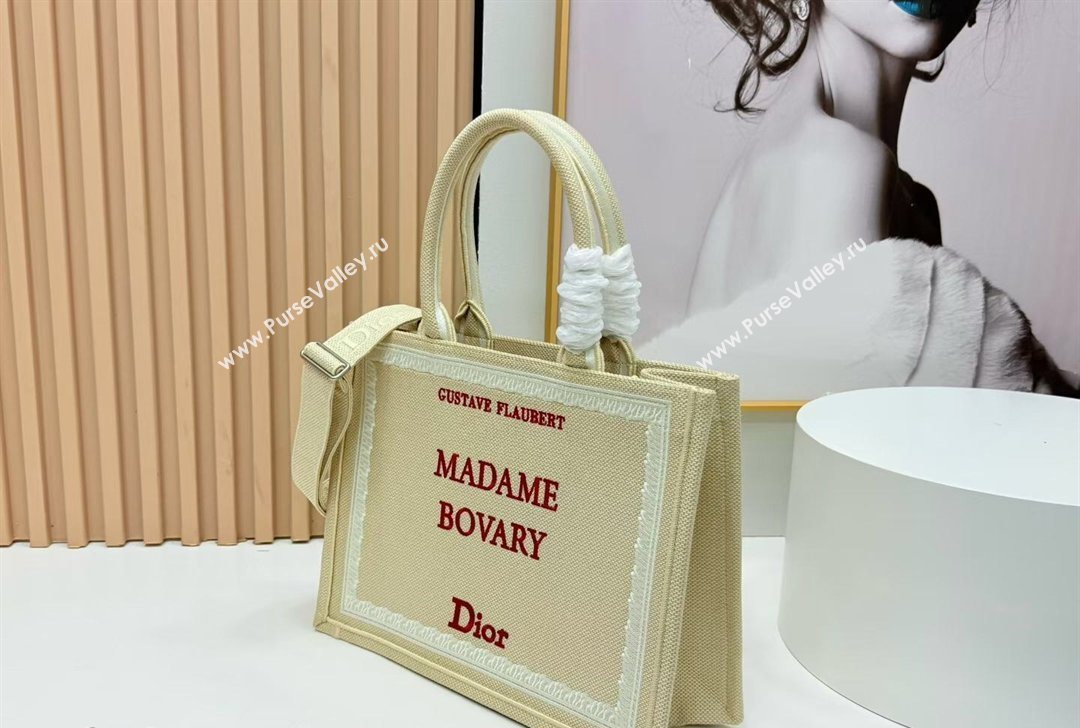 Dior Medium Book Tote Bag in Beige Yellow Book Cover Embroidery 2026 8833 (BF-260127038)