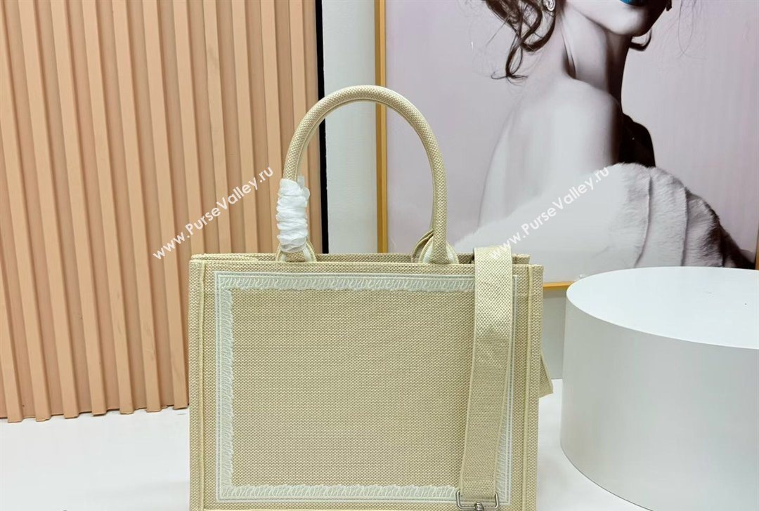 Dior Medium Book Tote Bag in Beige Yellow Book Cover Embroidery 2026 8833 (BF-260127038)