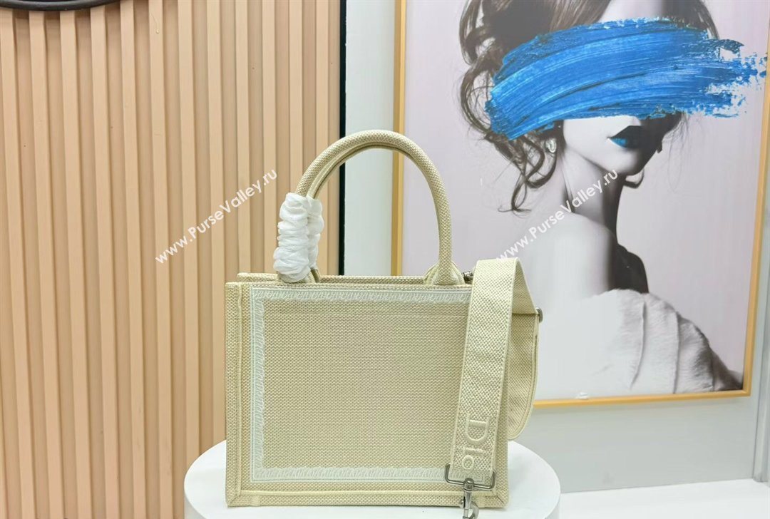 Dior Small Book Tote Bag in Beige Yellow Book Cover Embroidery 2026 8833 (BF-260127039)