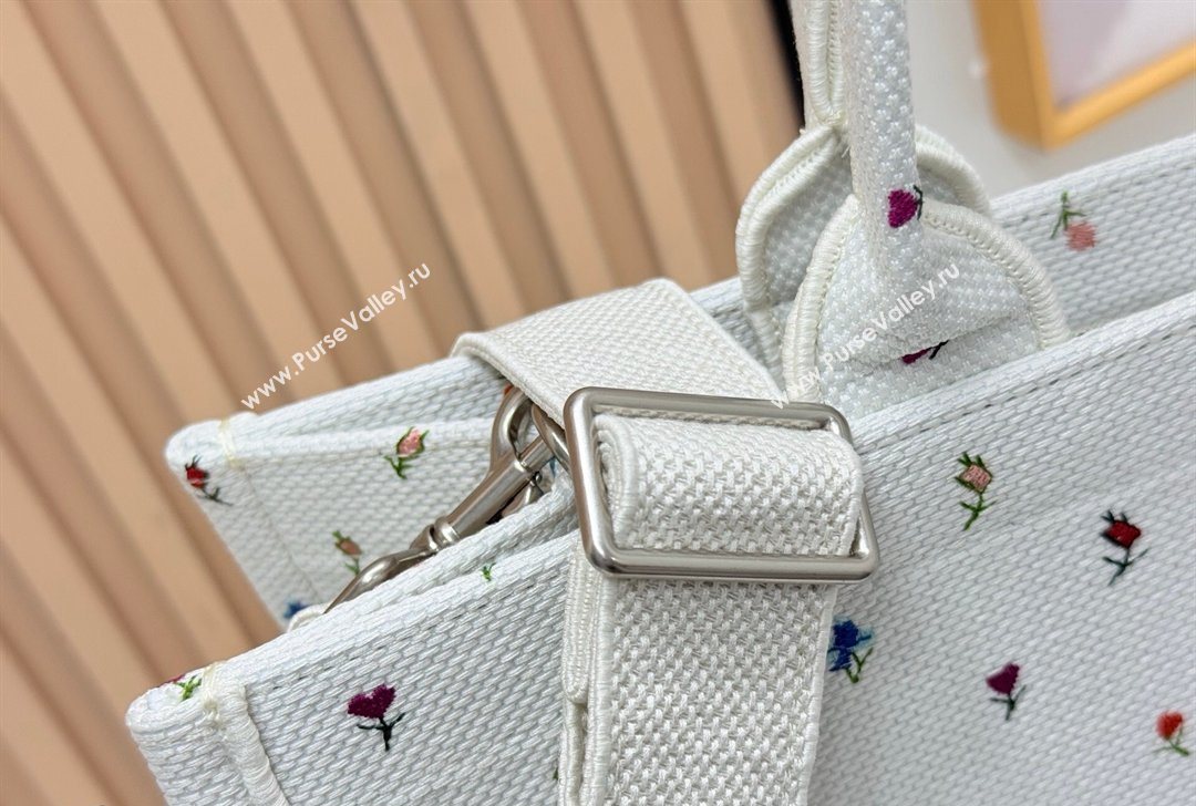 Dior Large Book Tote Bag in White Multicolor Revolution Flowers Embroidery 2026 8835 (BF-260127025)