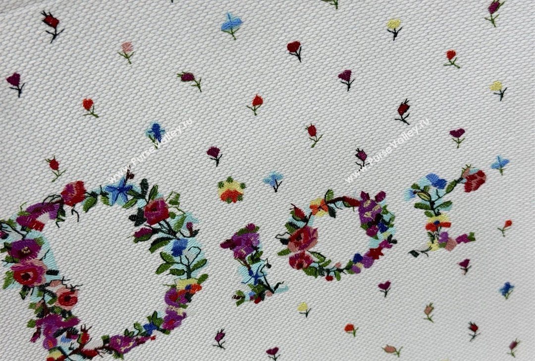 Dior Large Book Tote Bag in White Multicolor Revolution Flowers Embroidery 2026 8835 (BF-260127025)