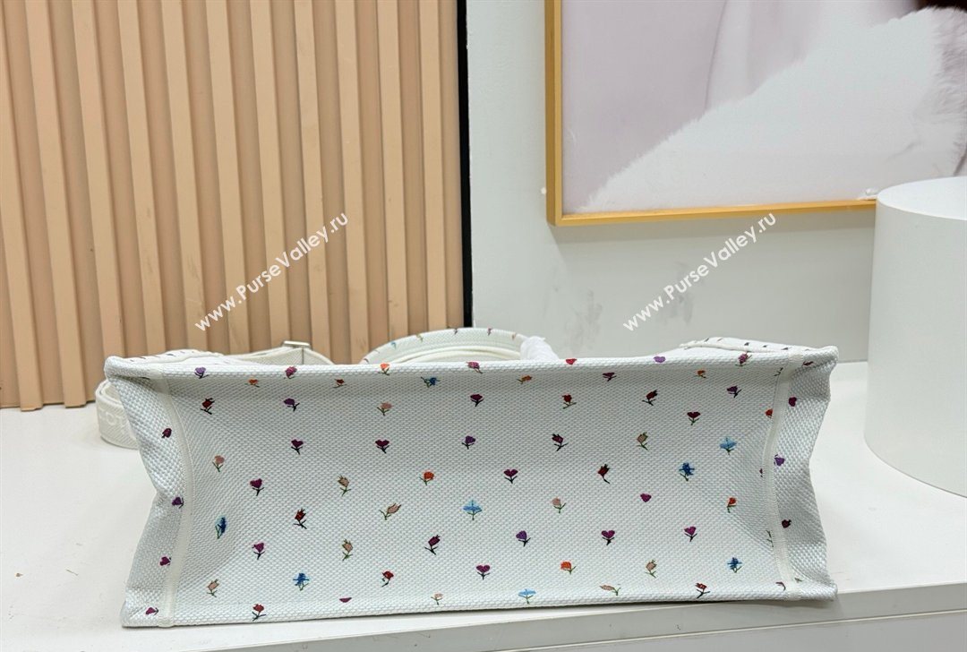 Dior Large Book Tote Bag in White Multicolor Revolution Flowers Embroidery 2026 8835 (BF-260127025)