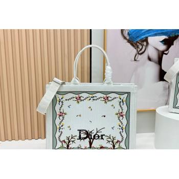 Dior Large Book Tote Bag in White Multicolor Revolution Flowers Embroidery 2026 8833 (BF-260127028)