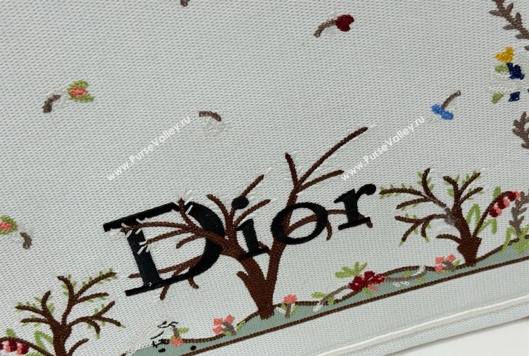 Dior Large Book Tote Bag in White Multicolor Revolution Flowers Embroidery 2026 8833 (BF-260127028)