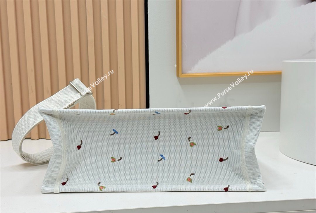 Dior Medium Book Tote Bag in White Multicolor Revolution Flowers Embroidery 2026 8833 (BF-260127029)