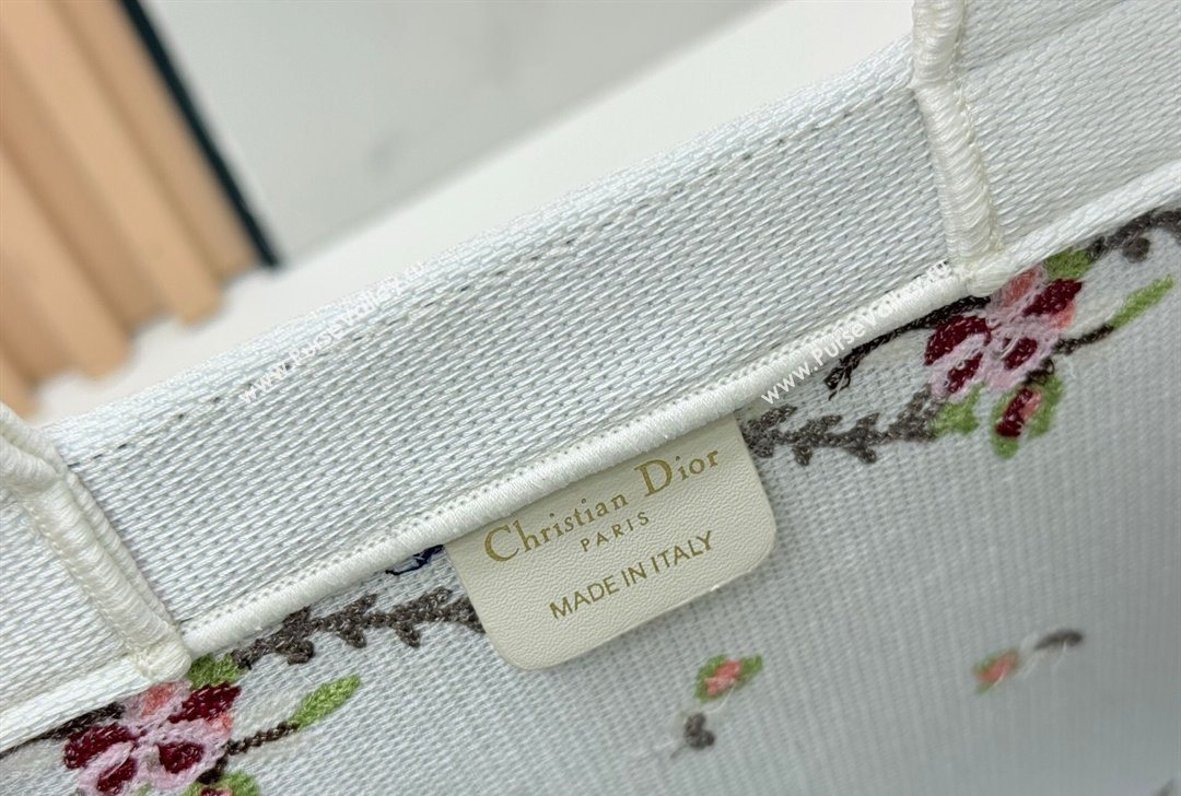 Dior Medium Book Tote Bag in White Multicolor Revolution Flowers Embroidery 2026 8833 (BF-260127029)
