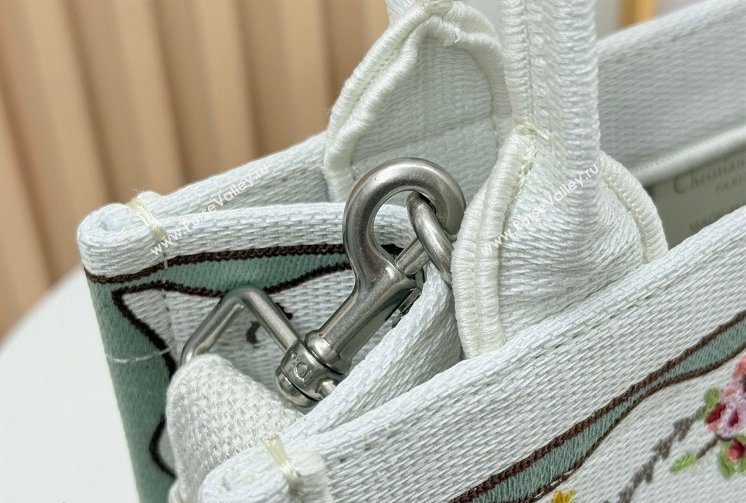 Dior Small Book Tote Bag in White Multicolor Revolution Flowers Embroidery 2026 8833 (BF-260127030)