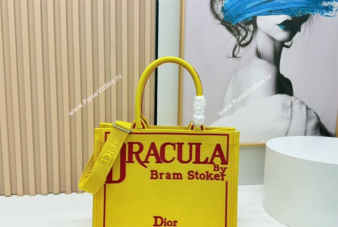 Dior Medium Book Tote Bag in Yellow and Red Book Cover Embroidery 2026 8833 (BF-260127041)