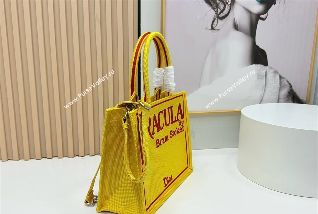 Dior Medium Book Tote Bag in Yellow and Red Book Cover Embroidery 2026 8833 (BF-260127041)