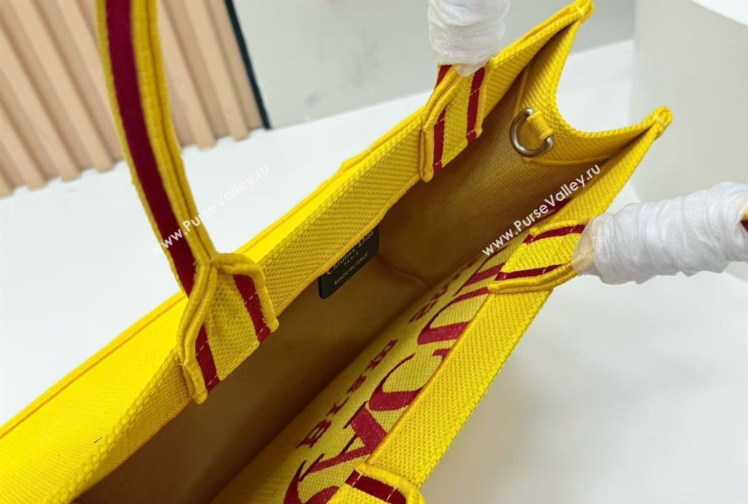 Dior Medium Book Tote Bag in Yellow and Red Book Cover Embroidery 2026 8833 (BF-260127041)
