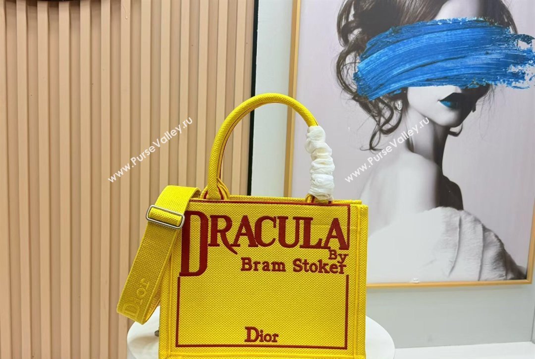 Dior Small Book Tote Bag in Yellow and Red Book Cover Embroidery 2026 8833 (BF-260127042)