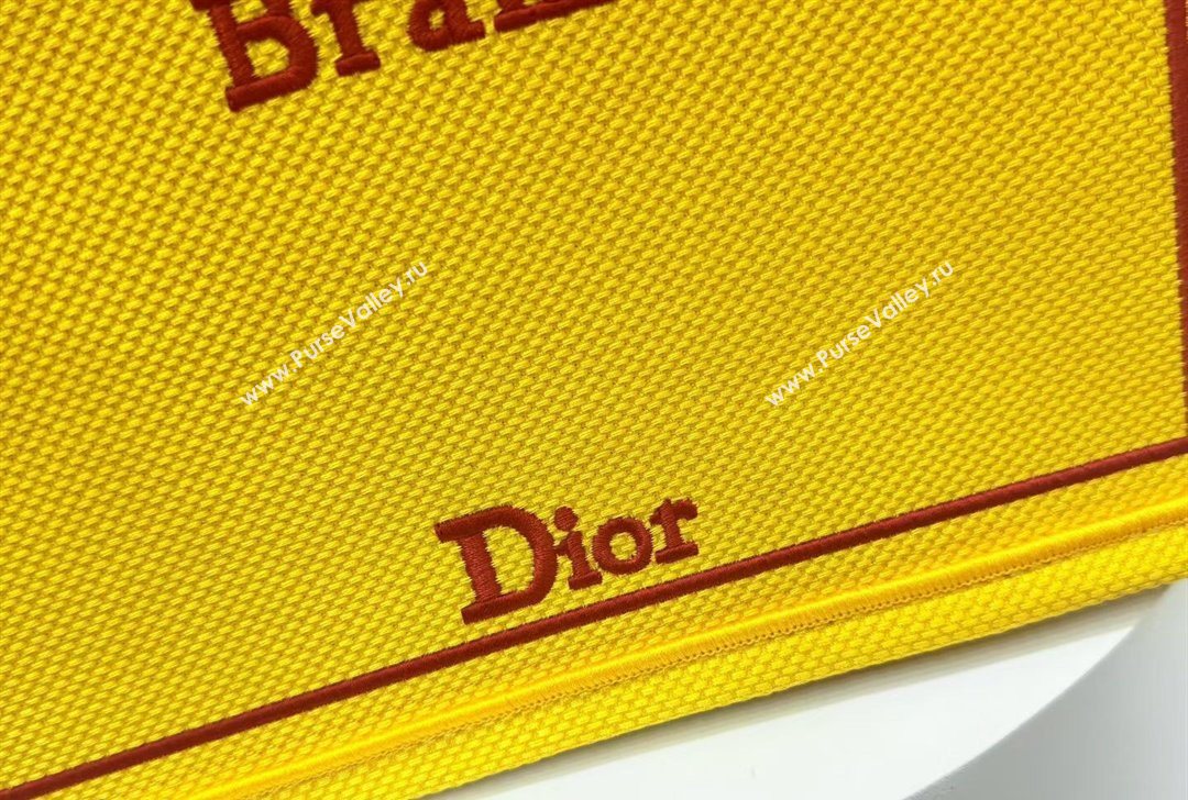Dior Small Book Tote Bag in Yellow and Red Book Cover Embroidery 2026 8833 (BF-260127042)