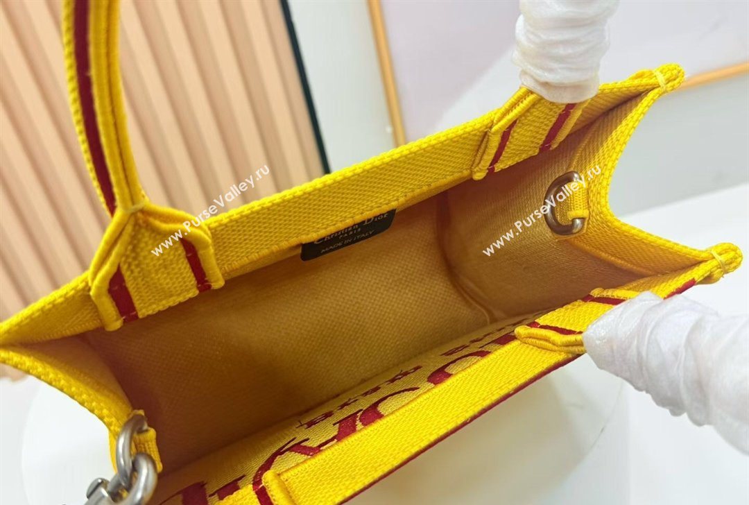 Dior Small Book Tote Bag in Yellow and Red Book Cover Embroidery 2026 8833 (BF-260127042)